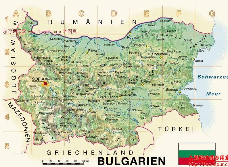 保加利亚共和国地图,保加利亚地图高清中文版