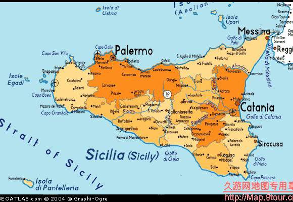 意大利西西里岛地图,意大利地图高清中文版
