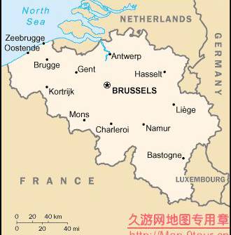 比利时各大城市简图,比利时地图高清中文版
