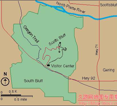美国Nebraska州Scotts Bluff地图,美国地图高清中文版