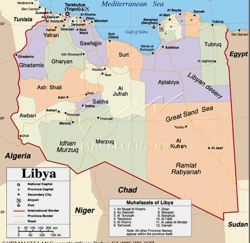 利比亚地图,利比亚地图高清中文版