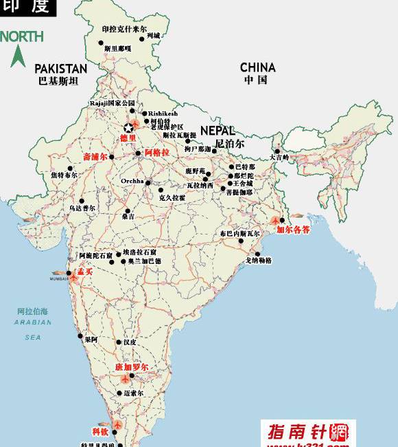 印度地形图,印度地图高清中文版