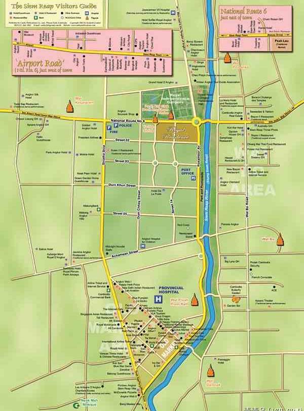 暹粒城区行政图,柬埔寨地图高清中文版