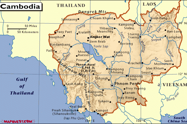 柬埔寨英文地图,柬埔寨地图高清中文版