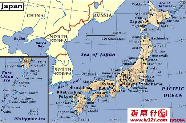 日本英文地图,日本地图高清中文版