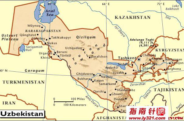乌兹别克斯坦英文地图,乌兹别克斯坦地图高清中文版
